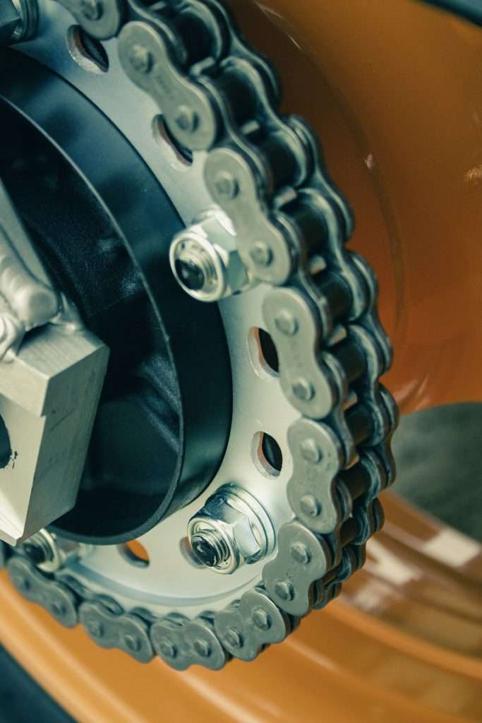 Close-up of a motorcycle chain