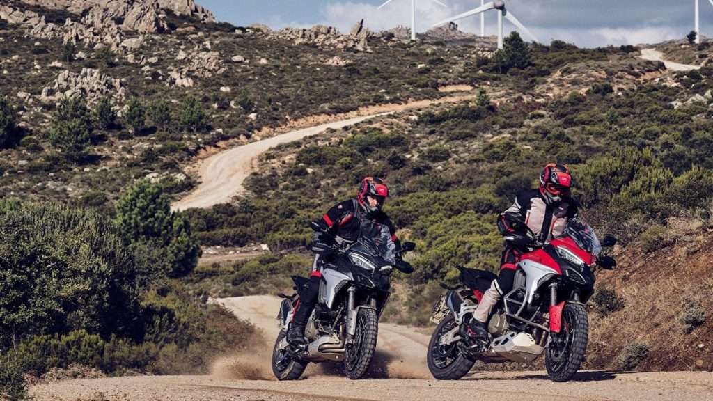 2 people riding the Ducati Multistrada off road